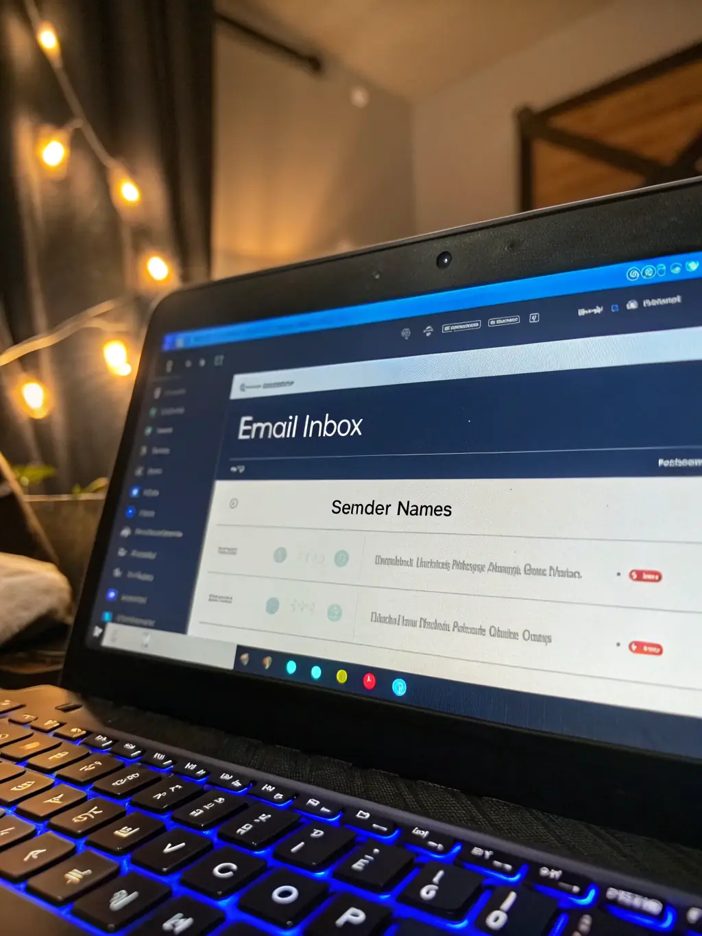 An email inbox interface with multiple folders and security icons, illustrating FossDevOps's Email Hosting with Postfix.