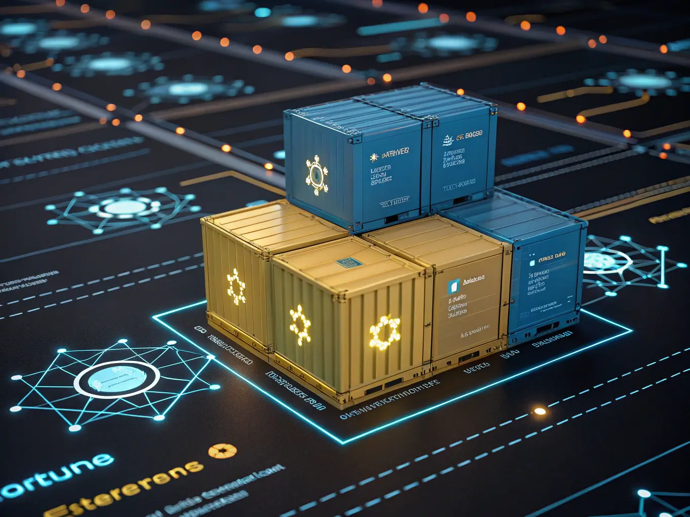 An illustration of a Kubernetes cluster orchestrating containerized applications, highlighting scalability and high availability.